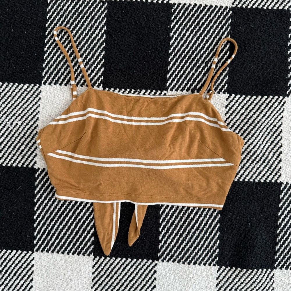 Brown Striped Crop Top